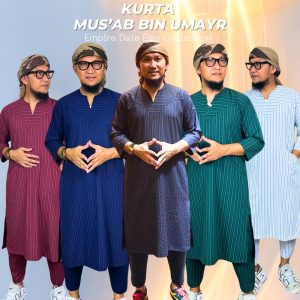 Kurta Mus'ab Bin Umar Stripe Cotton Germany - Corak Stripe Menarik Sesuai untuk Pelbagai Acara Bahan Berkualiti Saiz Fleksibel 4 Warna Menarik